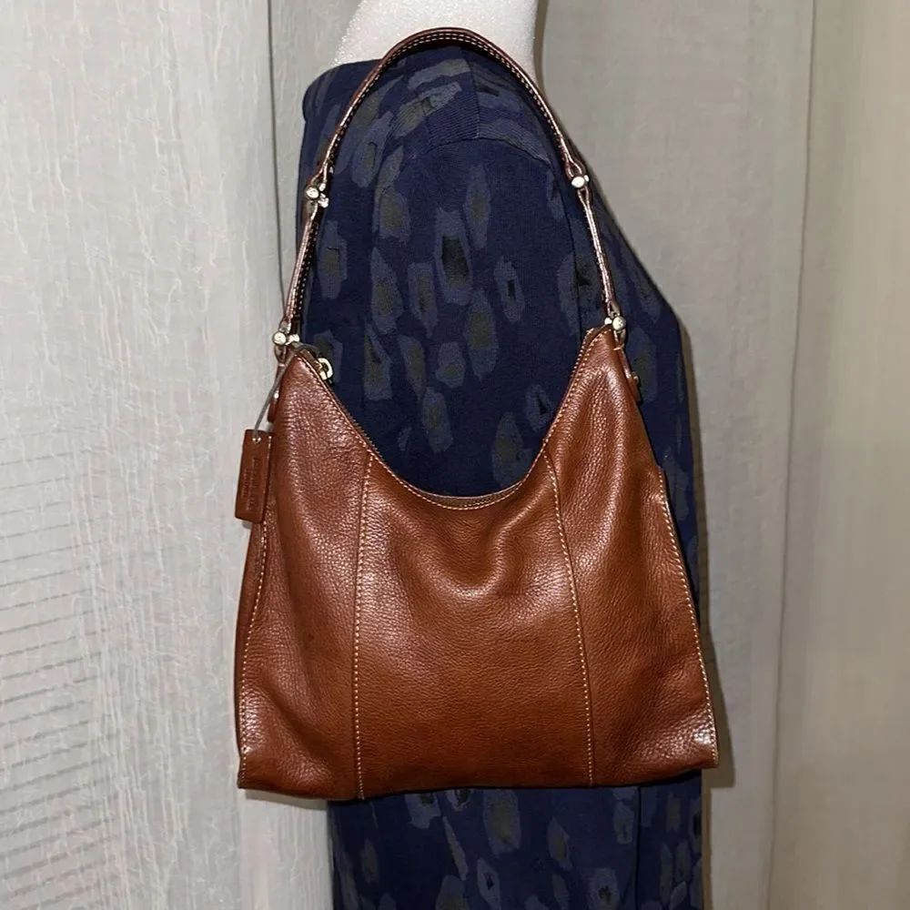 Liz Claiborne Vintage Chestnut Brown Genuine Leather Mini Hobo Bag